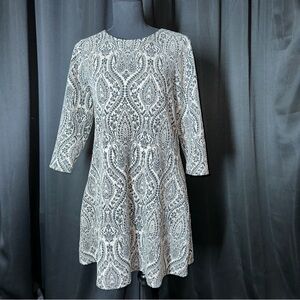 London Style Collection Petites Sz 8P‎ Pullover Dress 3/4 Sleeve Fit & Flare EUC